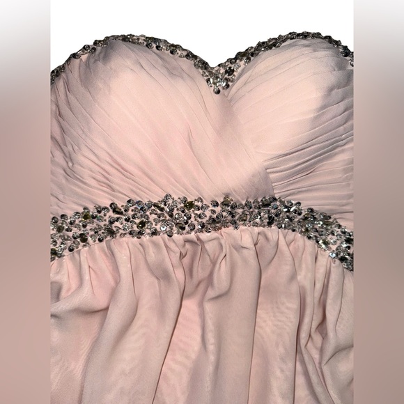 Pink Rhinestone Strapless Mini Dress - Picture 4 of 7